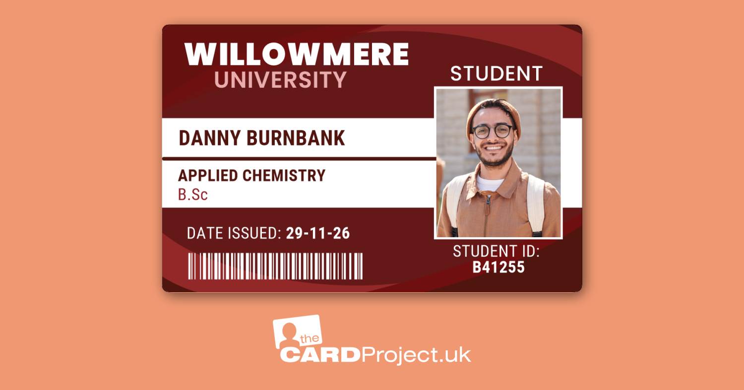 University Student ID Card Bold Maroon Stripe
